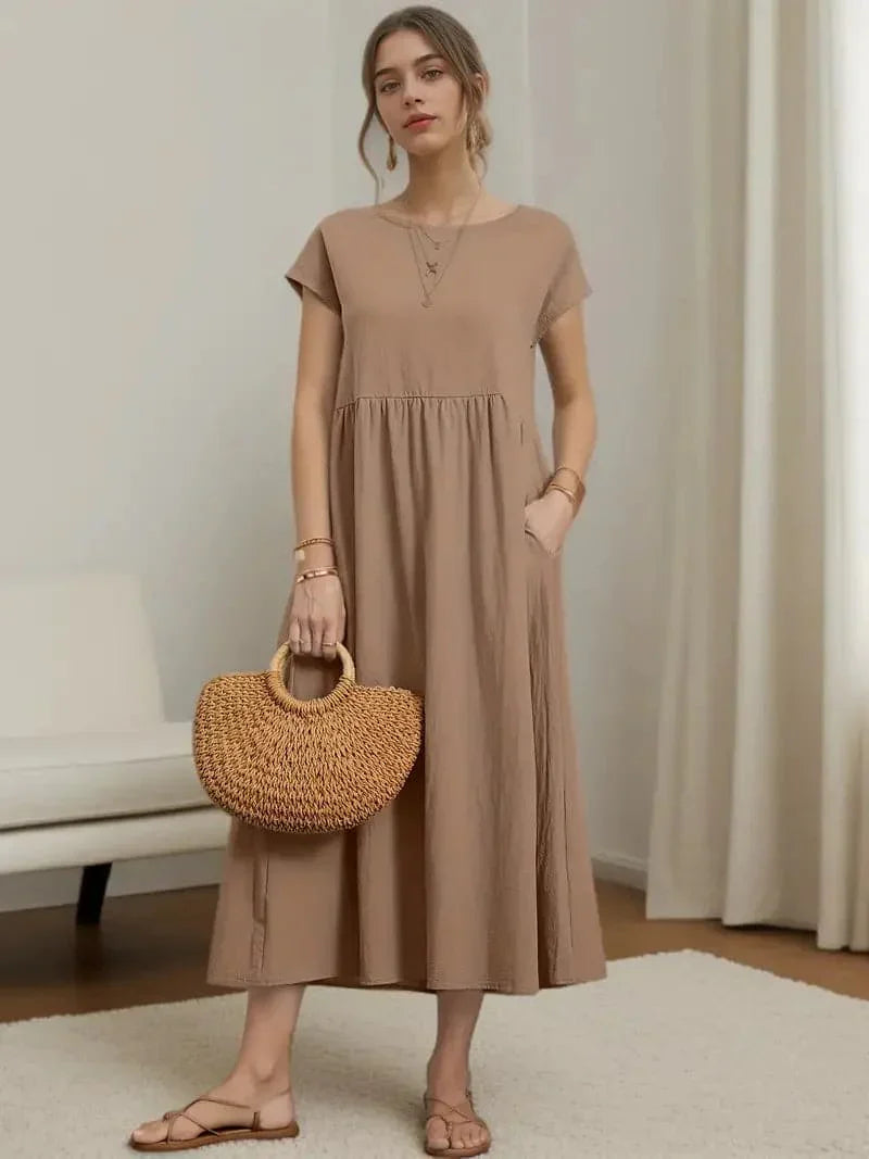 Levoire | Robe À Manches Courtes Pour Femme - Midi Kaki