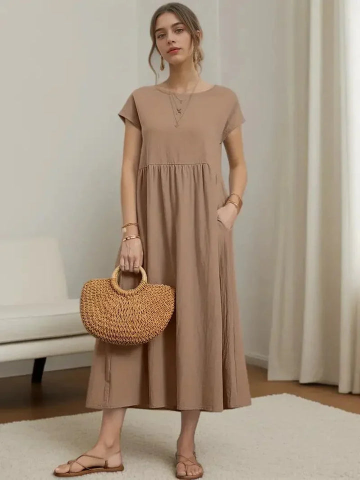 Levoire | Robe À Manches Courtes Pour Femme - Midi Kaki