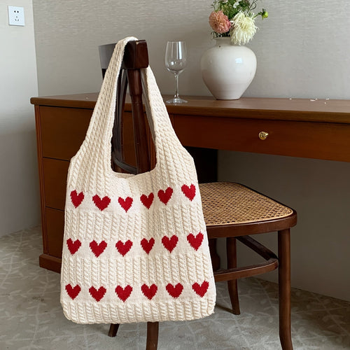 Levoire | Sac Tricoté À La Main Avec Motif En Forme De Cœur