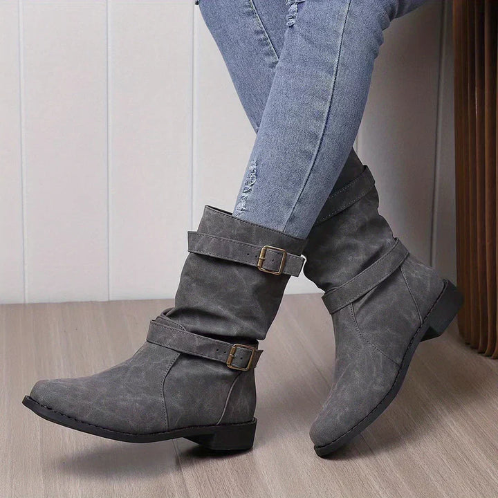 Levoire | Bottes De Cheville Western À Boucle Vintage Pour Femmes Gris