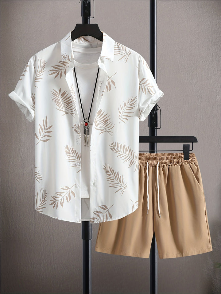 Levoire | Chemise Et Short Ensemble D'Été Pour Hommes Beige