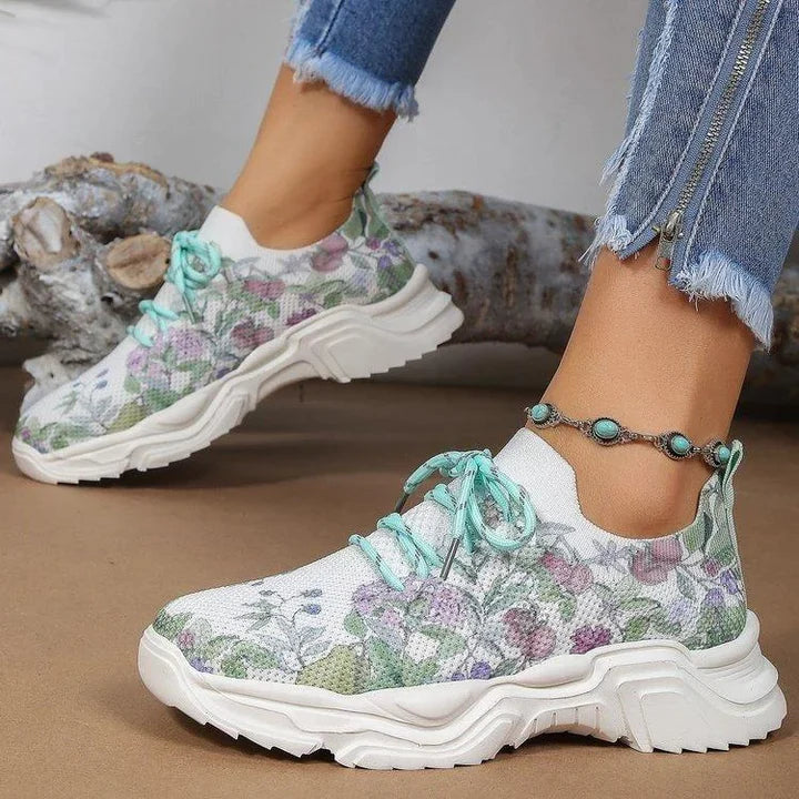 Levoire | Baskets Orthopédiques Respirantes avec Imprimé Floral pour Femmes Violet