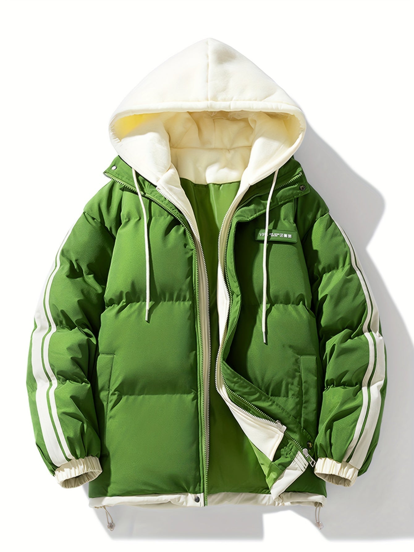 Levoire | Veste Puffer À Manches Longues Avec Capuche, Zip Et Poches Vert