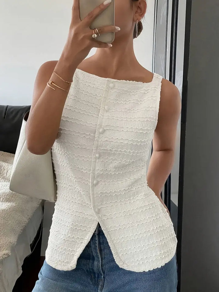 Levoire | Chemisier Sans Manches À Boutons Avec Décolleté Carré Pour Femmes 2XL