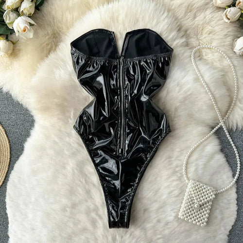 Levoire | Body Femme en cuir PU avec décolleté en V