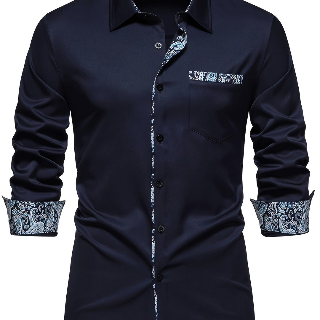 Levoire | Chemise À Col Pour Hommes À Motifs Paisley Meri bleu
