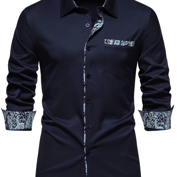 Levoire | Chemise À Col Pour Hommes À Motifs Paisley Meri bleu