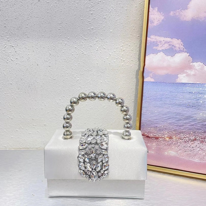 Levoire | Petit sac carré avec des strass français brillants en tête de diamant Argent Blanc