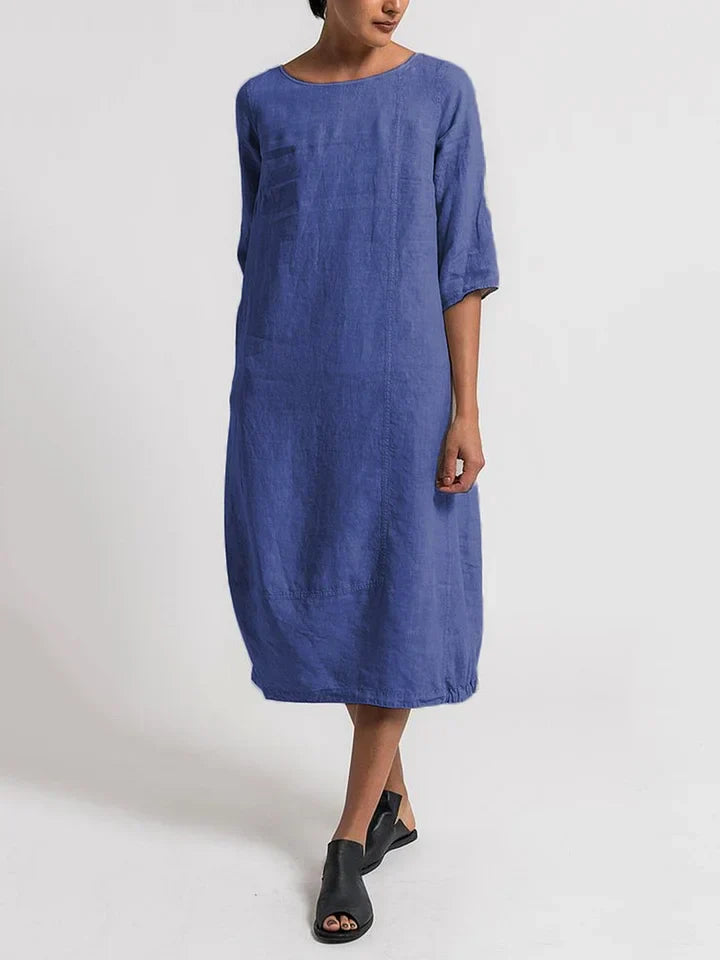 Levoire | Col rond Manches 3/4 Robe Bleu royal