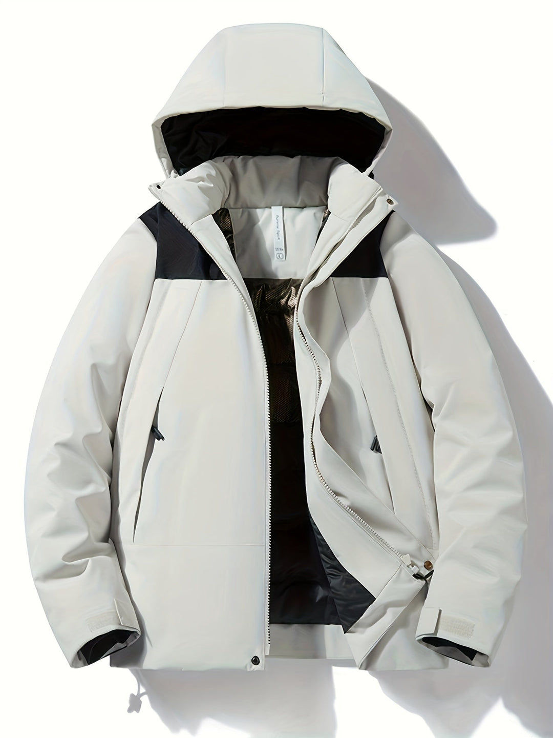 Levoire | Veste Longue à Capuche Imperméable avec Fermeture Éclair Gris