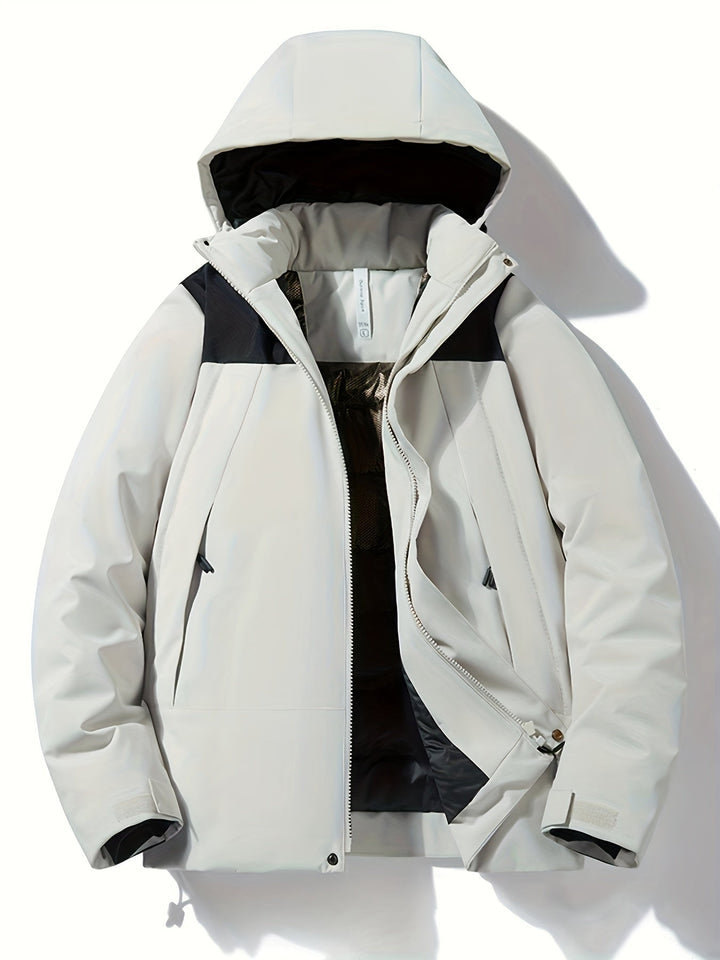 Levoire | Veste Longue à Capuche Imperméable avec Fermeture Éclair Gris