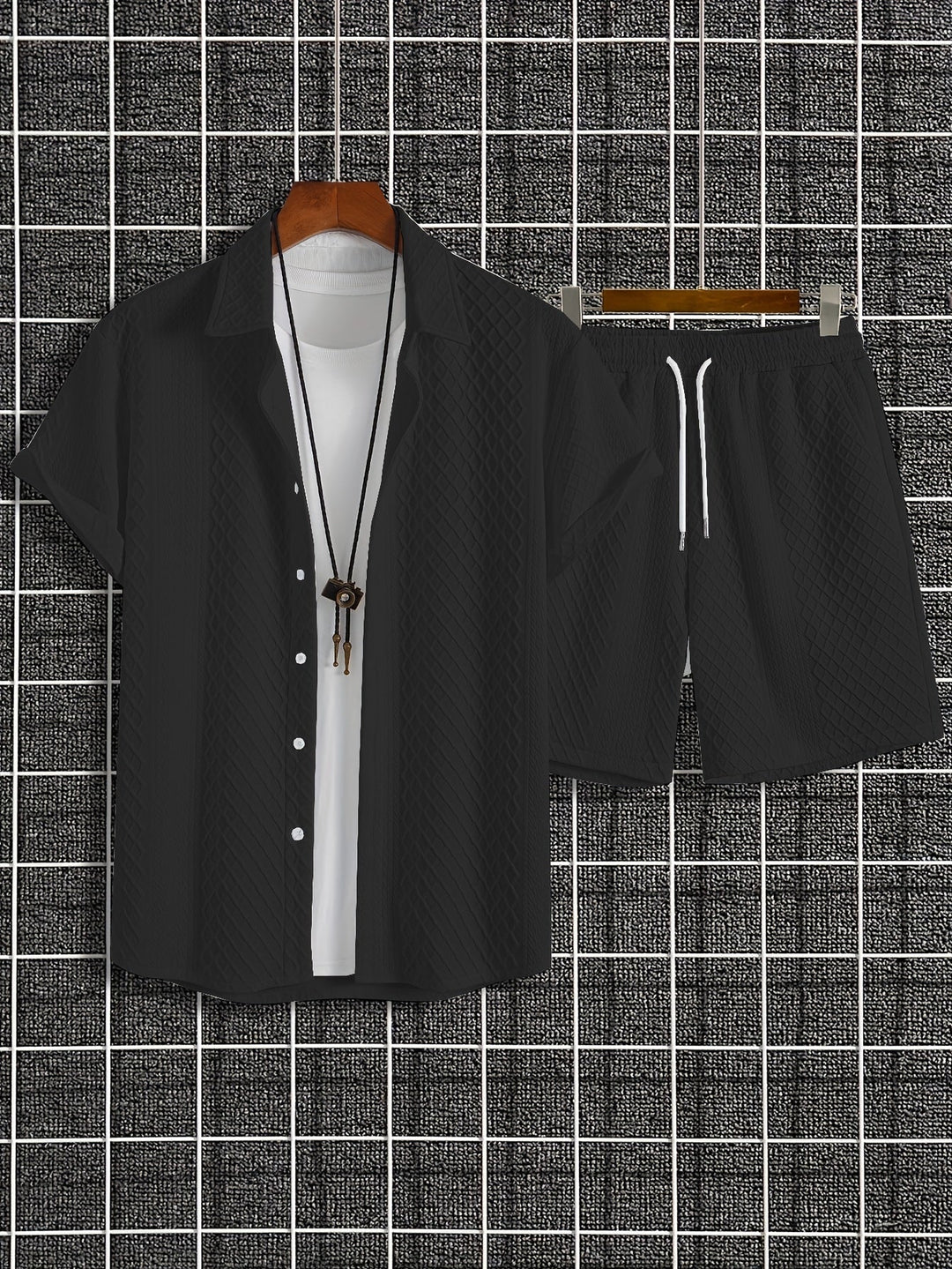 Levoire | Ensemble Uni En Maille À Carreaux En Coton De Cent