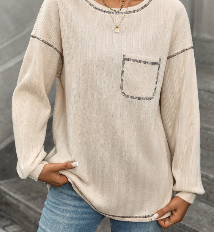 Pull décontracté pour femmes avec détails en volants et poches Levoire