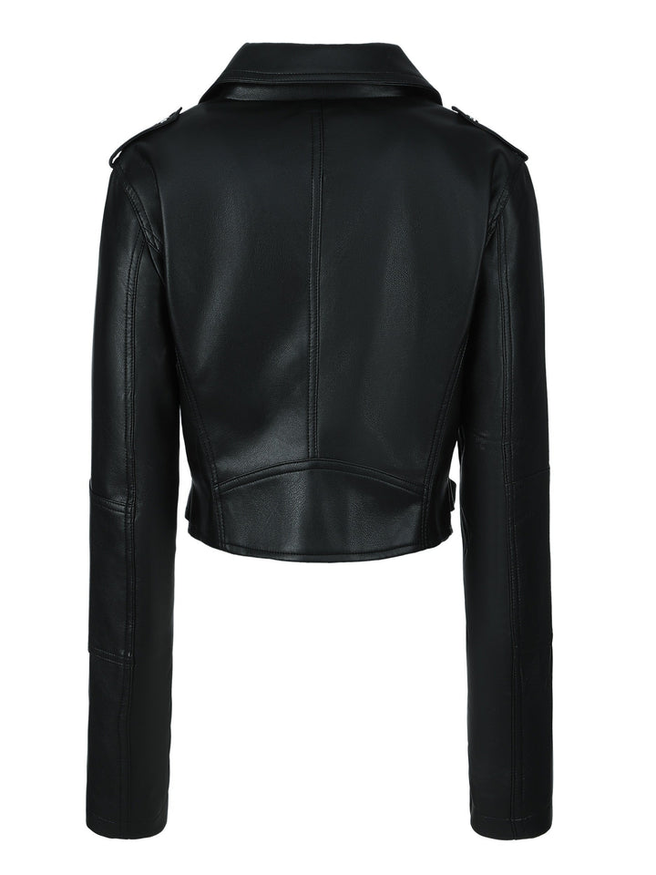 Levoire | Veste En Simili-Cuir Cropped Avec Zip Et Manches Longues