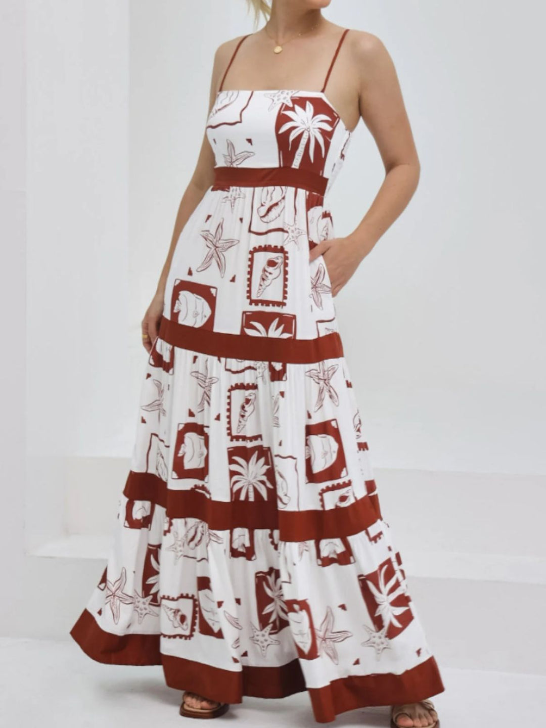 Levoire | Robe Maxi Cami À Découpe Carrée Imprimée