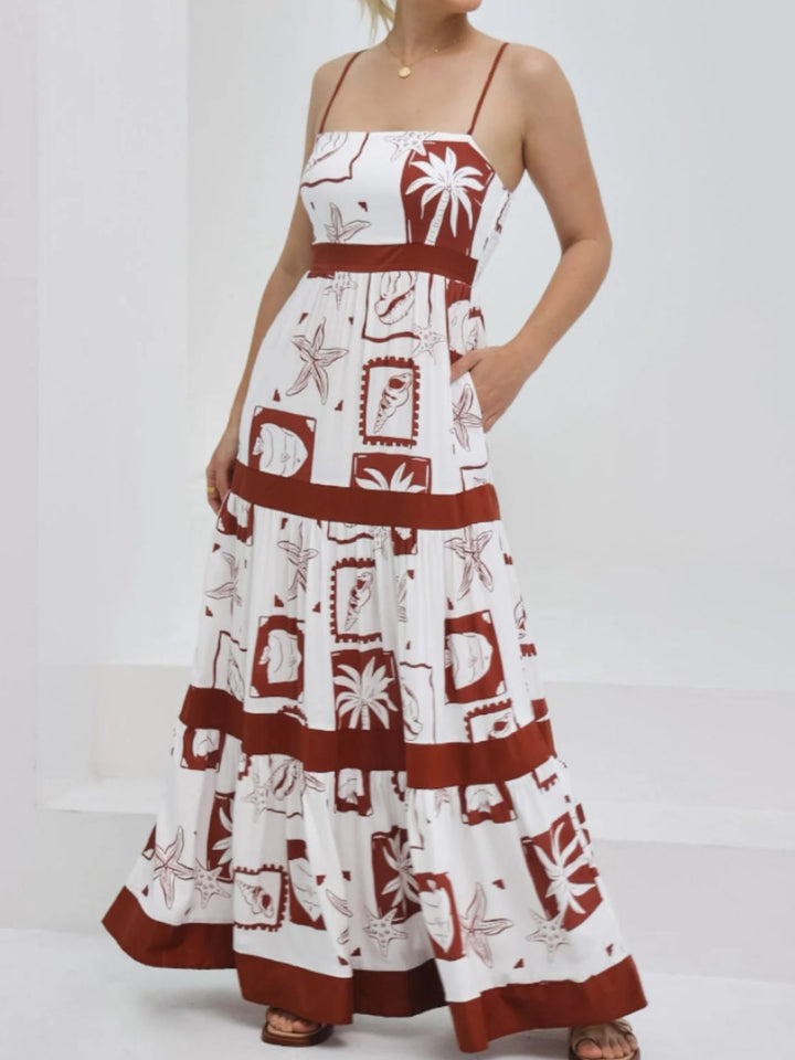 Levoire | Robe Maxi Cami À Découpe Carrée Imprimée