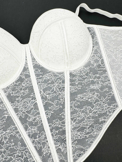 Levoire | Corset en filet transparent avec des détails en dentelle