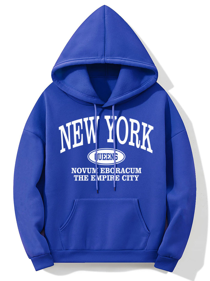 Levoire | Sweat À Capuche Avec Impression D'Imprimerie De New York Et Poche Kangourou Bleu