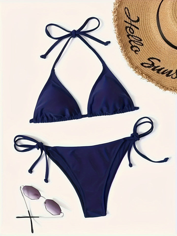 Levoire | Bleu Foncé Ensemble De Bikini Sexy Avec Soutien V Décolleté Et Dos Nu Merikulho