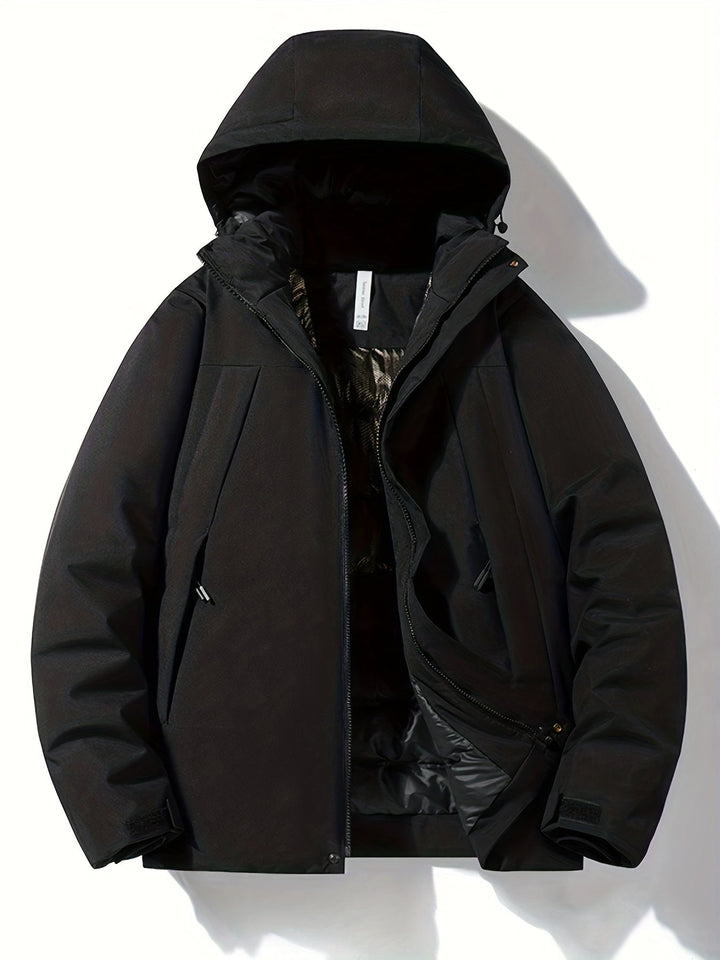 Levoire | Veste Longue à Capuche Imperméable avec Fermeture Éclair Noir
