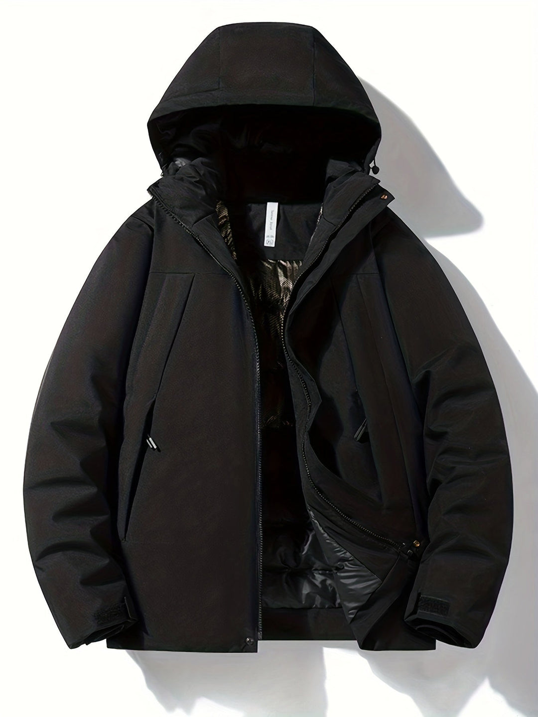 Levoire | Veste Longue À Manches Longues Sans Capuche Avec Fermeture Éclair Noir