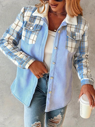 Levoire | Veste À Carreaux À Manches Longues Avec Bouton Et Poches