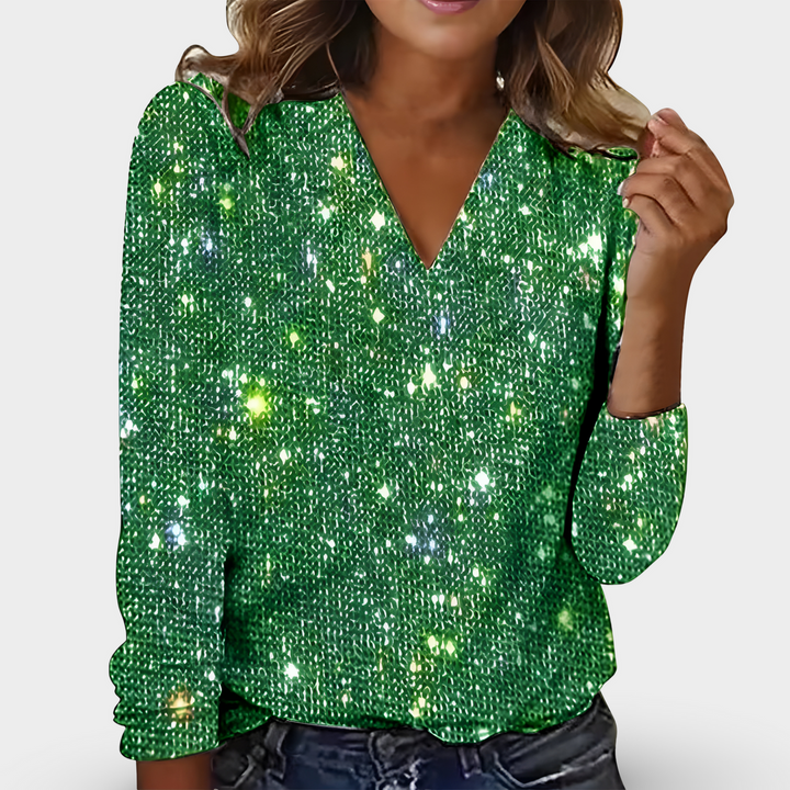 Levoire | Blouse Scintillante Avec Décolleté En V Vert