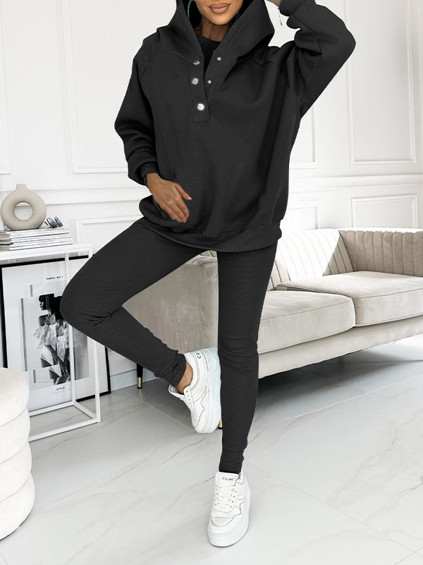 Levoire | Sweat-Shirt Confortable Avec Capuche Noir Pull + Pantalon