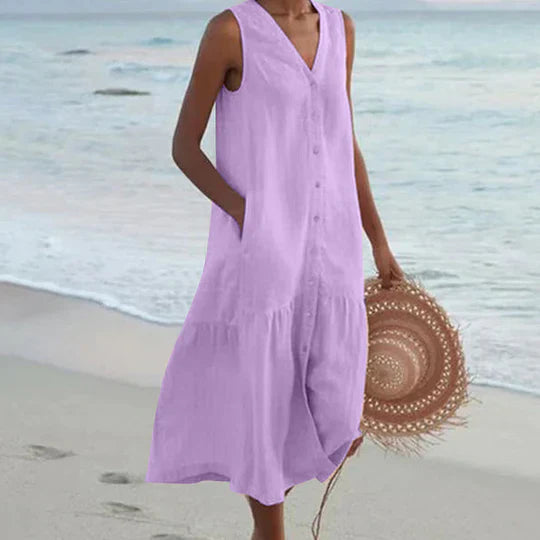 Levoire | Rose Pâle Robe En Lin Lilas