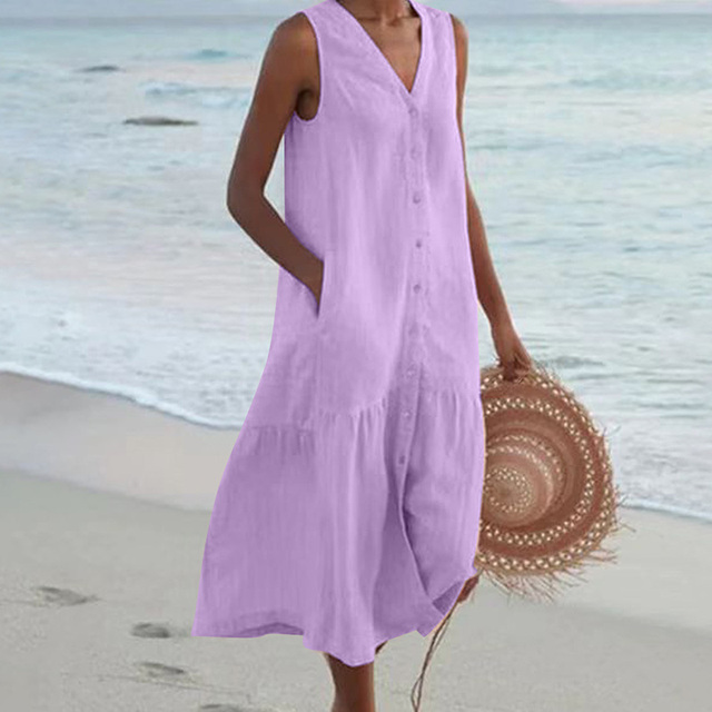Levoire | Robe Flatteuse V-Cou Violet