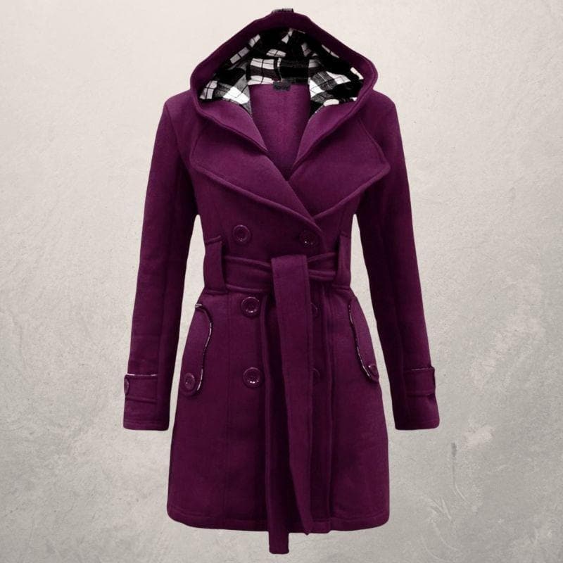 Levoire | Veste À Capuche Ceinturée À Manches Longues Avec Bouton Lilla