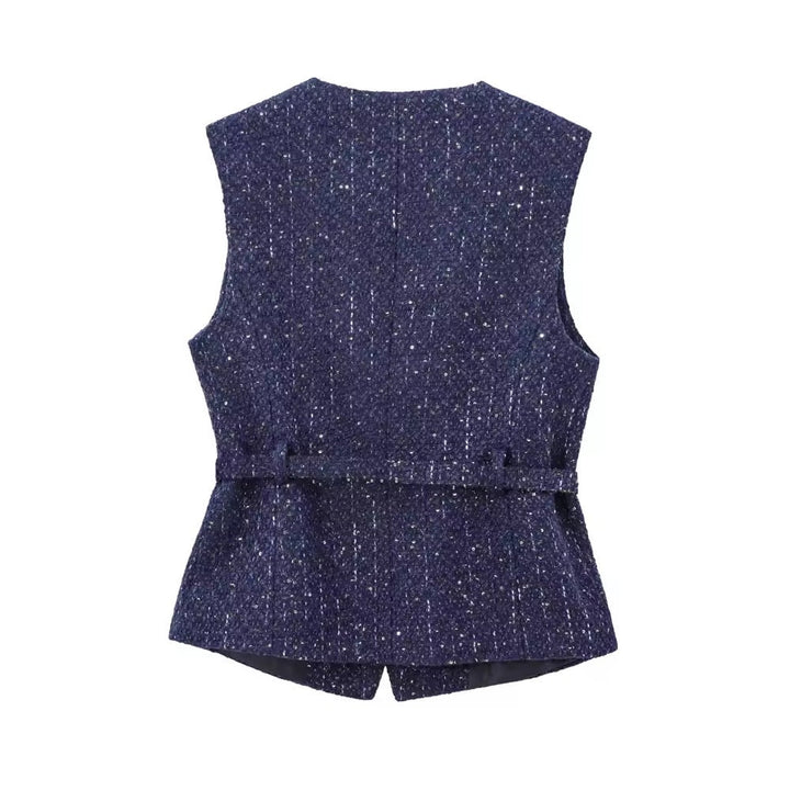 Levoire | Gilet En Tweed Élégant Avec Ceinture