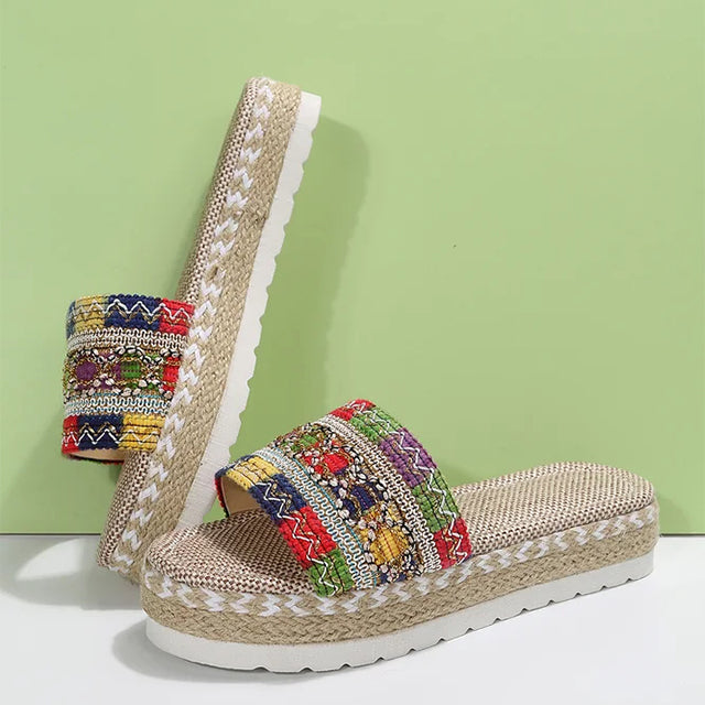 Levoire | Pantoufles De Luxe À Plateforme Boho Avec Détails Pour Femmes