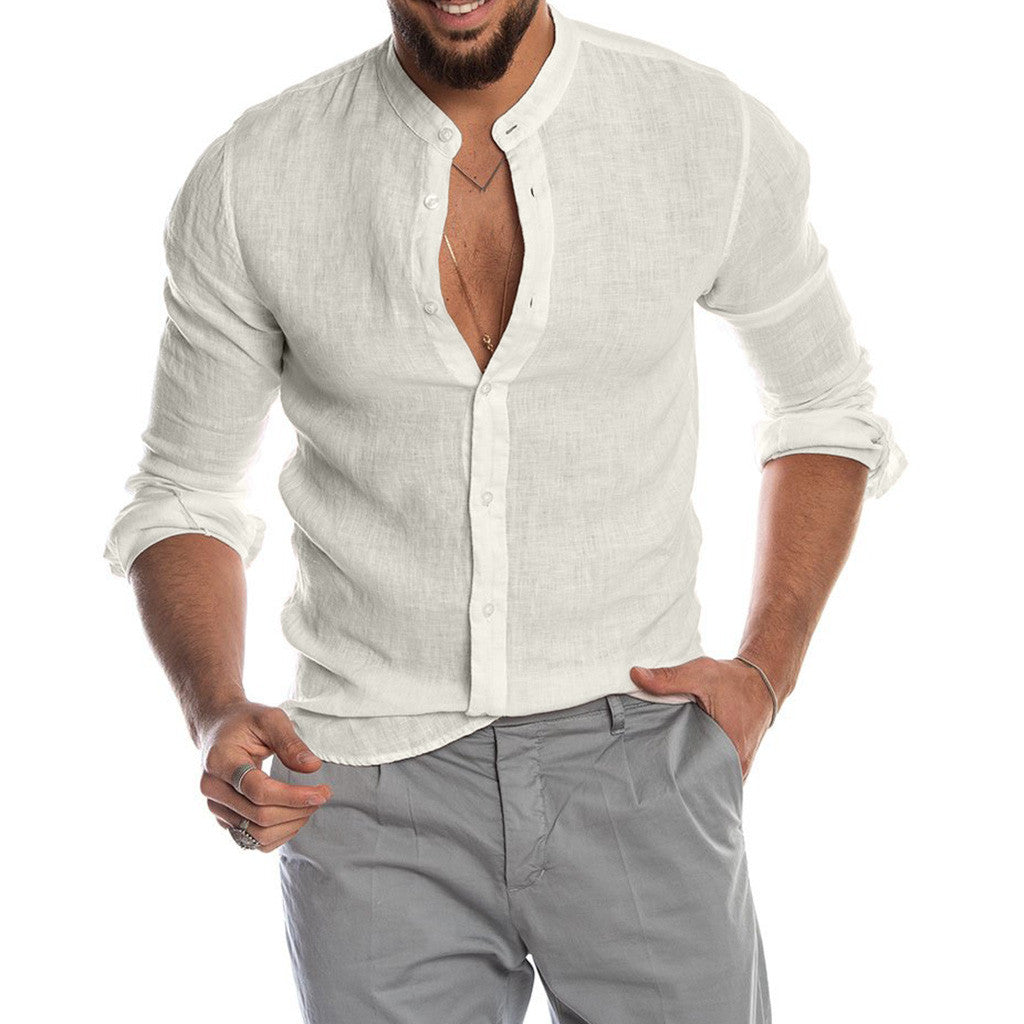 Levoire | Chemise Pour Homme Élégante Avec Col Montant Blanc