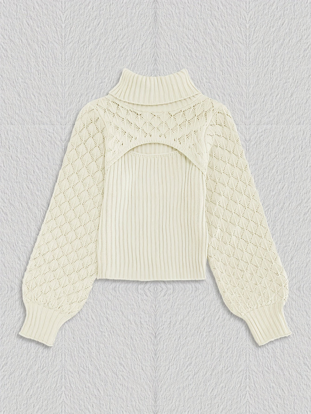 Levoire | Pull À Col Roulé Unicolore En Tricot Pointelle