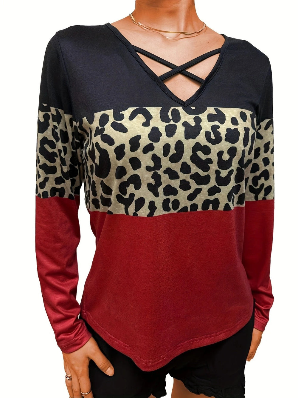 Levoire | Croix Croix Couleur Bloc T-shirt à Manches Longues