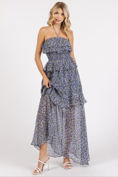 Levoire | Robe Maxi À Bretelles Avec Volants Imprimé Floral