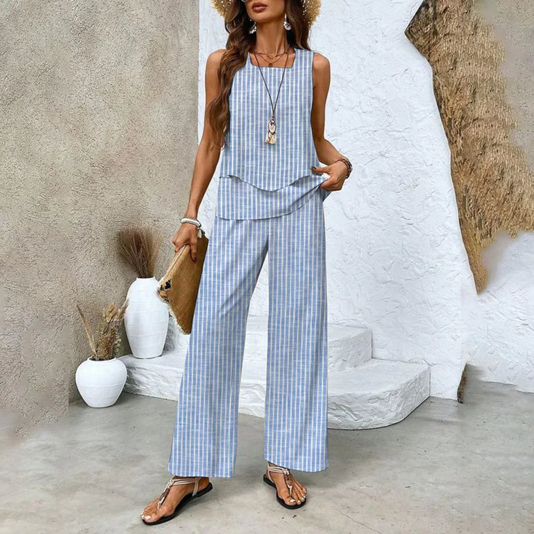 Levoire | Ensemble Top Sans Bretelles Et Pantalon Respirant Bleu
