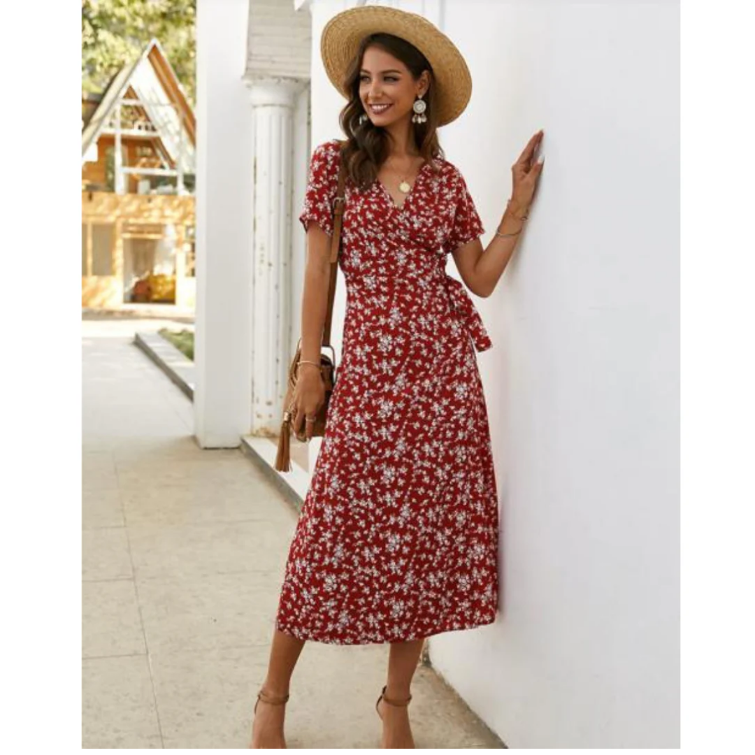 Levoire | Robe midi à nouer pour femmes Rot