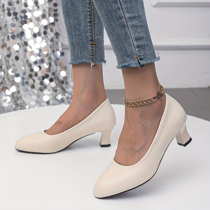 Levoire | Élégantes Chaussures À Talons Pour Femmes À Tige Pointue Et Talon Bas Beige