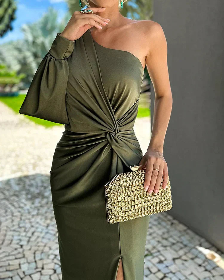 Levoire | Robe Plissée Renommée Avec Taille Fendue Et Épaule Unique