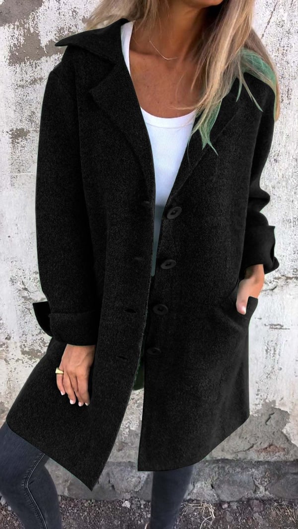 Levoire | Manteau Long Élégant Et Décontracté Avec Poches Pratiques Noir