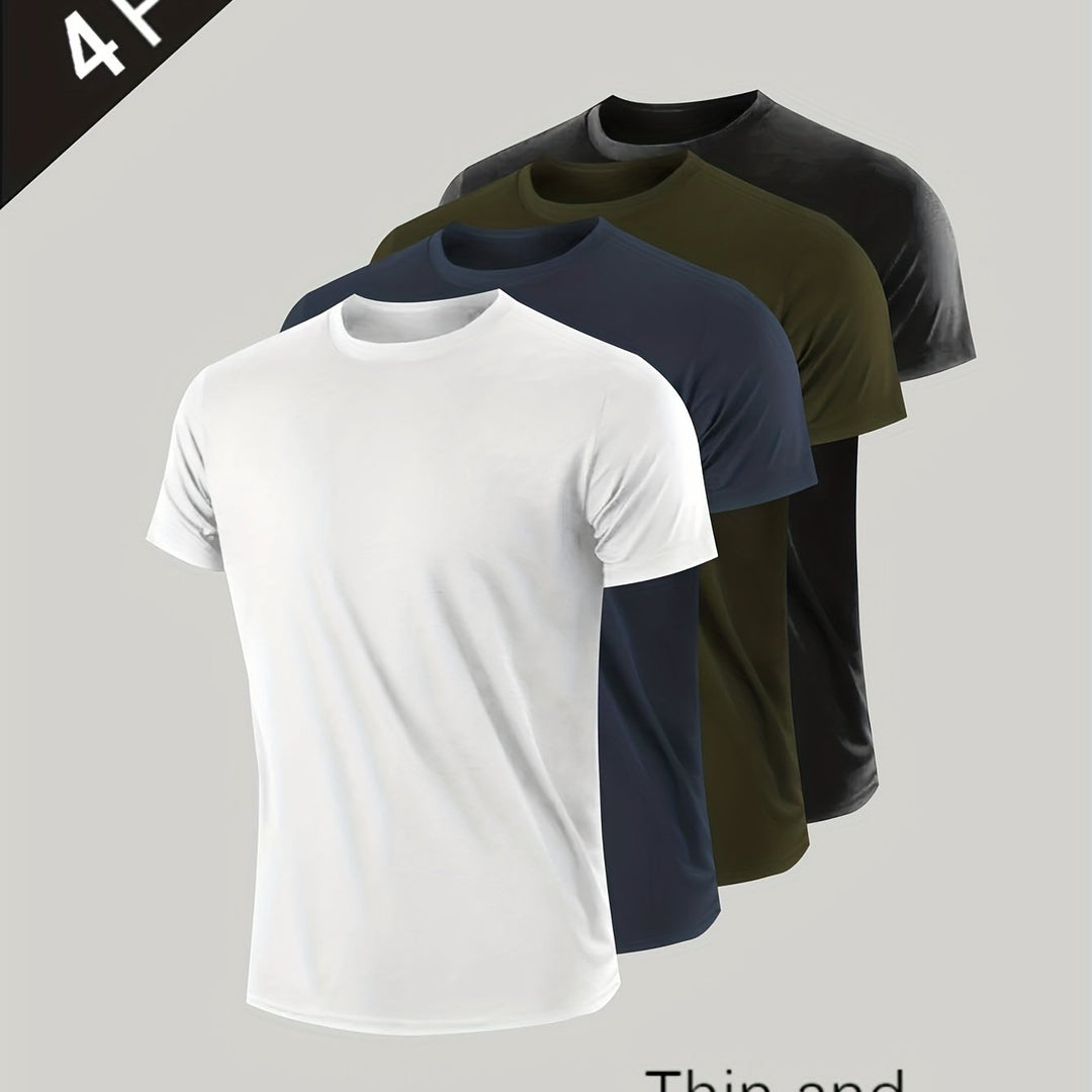Levoire | T-Shirt Unicolore Pour Hommes À Manches Courtes Couleur mélangée 4