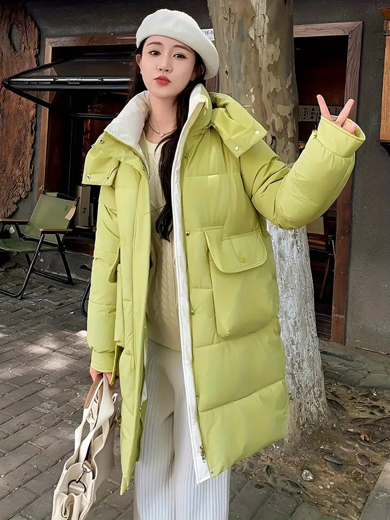 Levoire | Manteau Long Duvet Chic Avec Capuche Citron