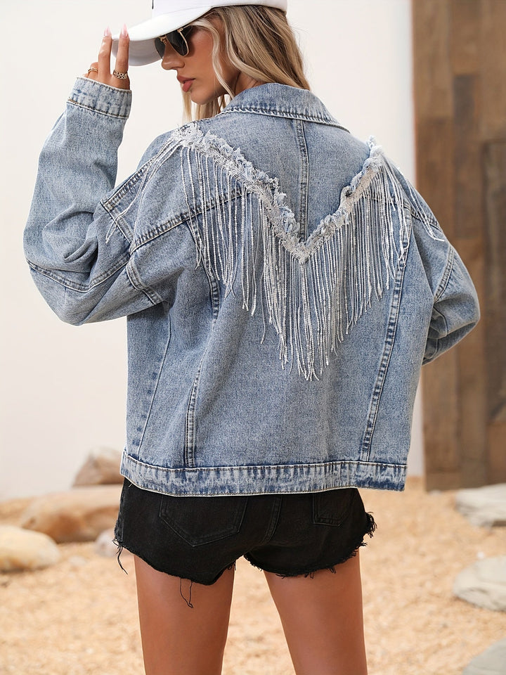 Levoire | Veste En Denim Bleu Clair Avec Des Paillettes Et Fermeture À Boutons Bleu clair