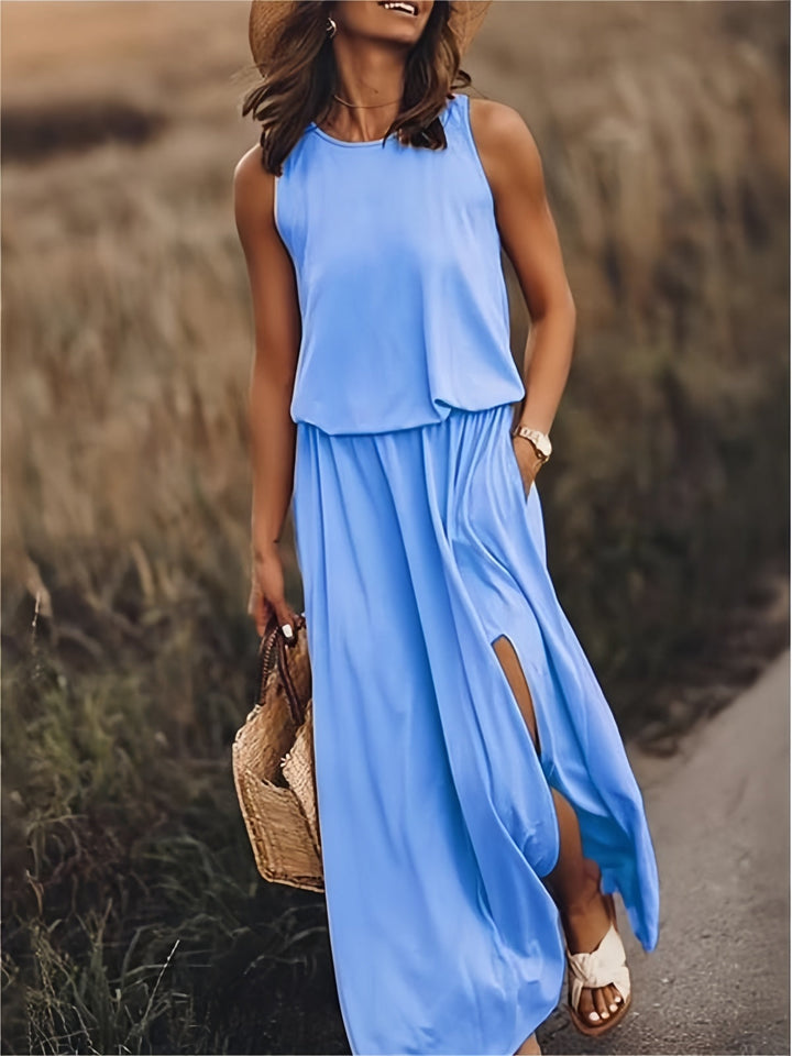 Levoire | Robe maxi unie femme Bleu