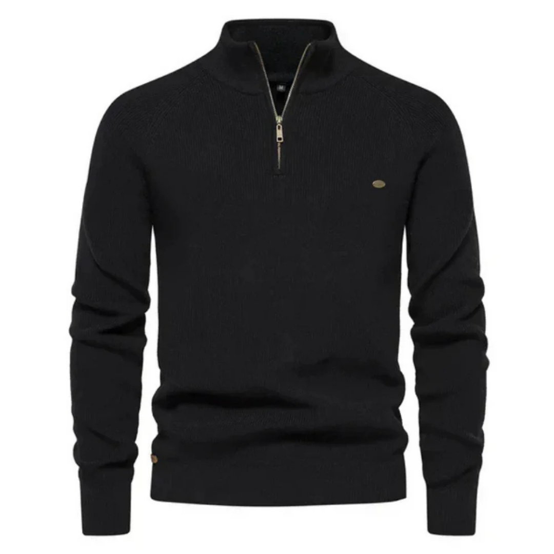 Levoire | Pull En Tricot Pour Homme Avec Col Zippé Noir