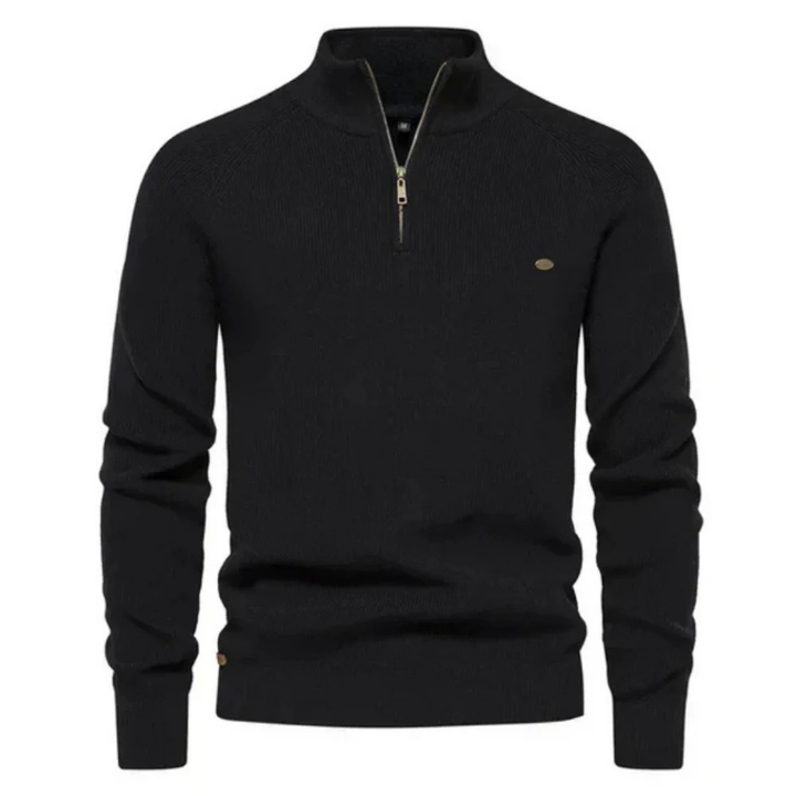 Levoire | Pull En Tricot Pour Homme Avec Col Zippé Noir