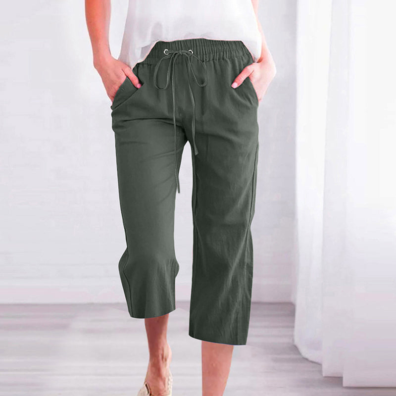 Levoire | Pantalon Uni Casual Léger Vert Olive
