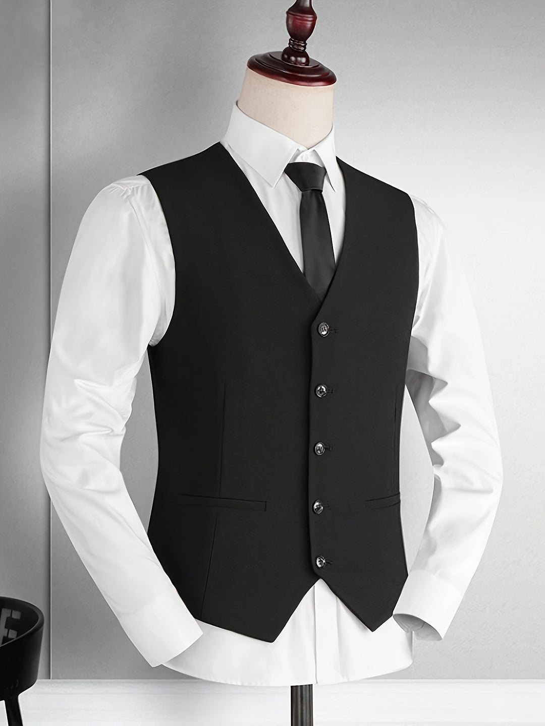 Levoire | Slim Fit V-Neck Gilet Pour Hommes Au Style Rétro Noir